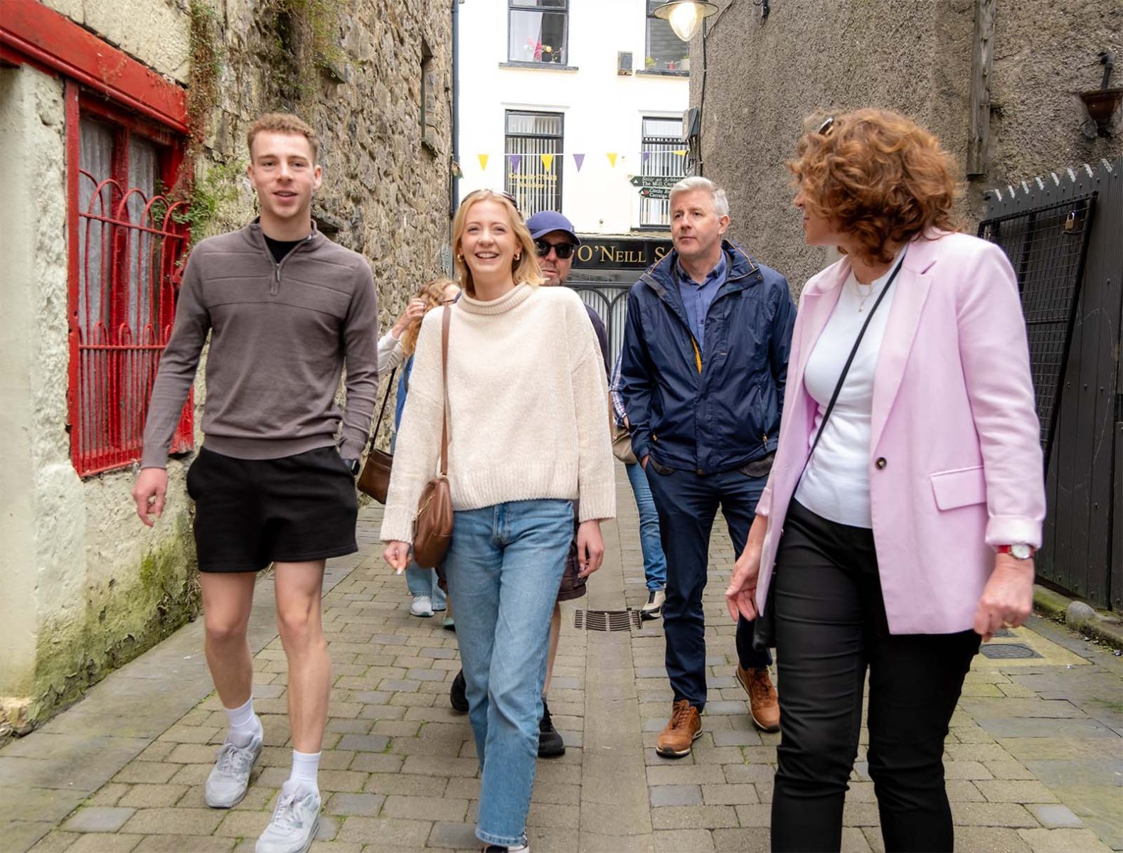Tour group walking